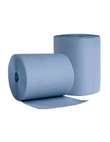Putztuch- Industrierolle, 3-lg., Ø 30 cm, 36 cm, rec.Super saugfähi blau 1000 Blatt - 1 Rolle